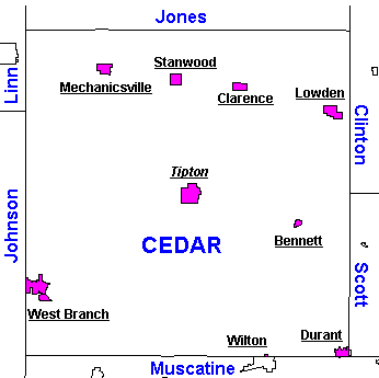 [Map of Cedar County]